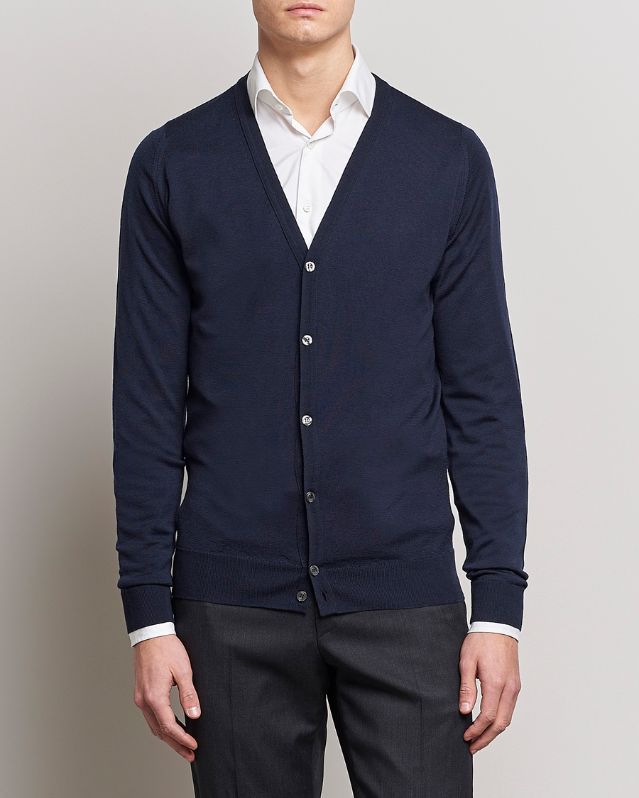 Men | Sweaters & Knitwear | John Smedley | Petworth Extra Fine Merino Cardigan Midnight