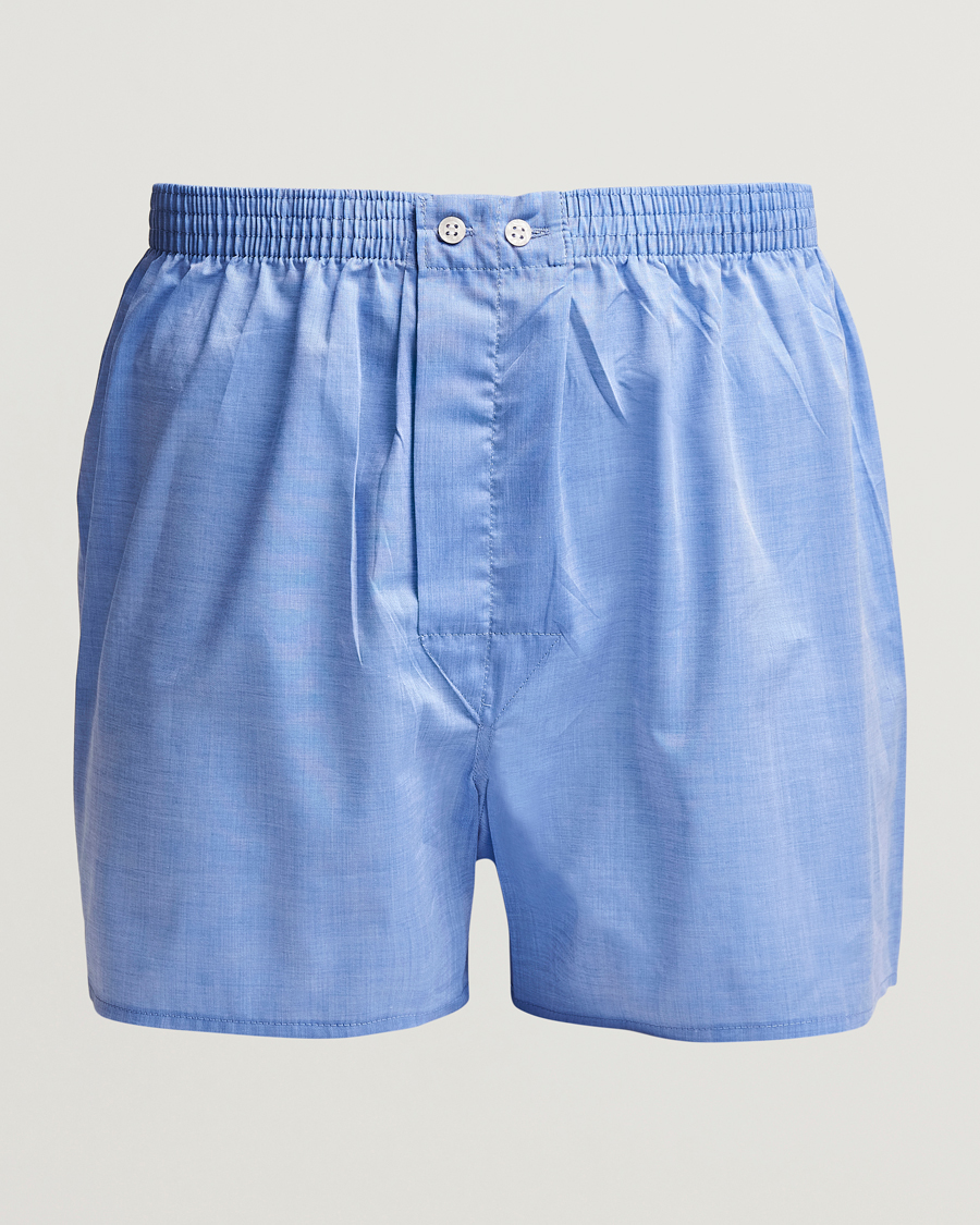 Men | Underwear & Socks | Derek Rose | Classic Fit Cotton Boxer Shorts Blue