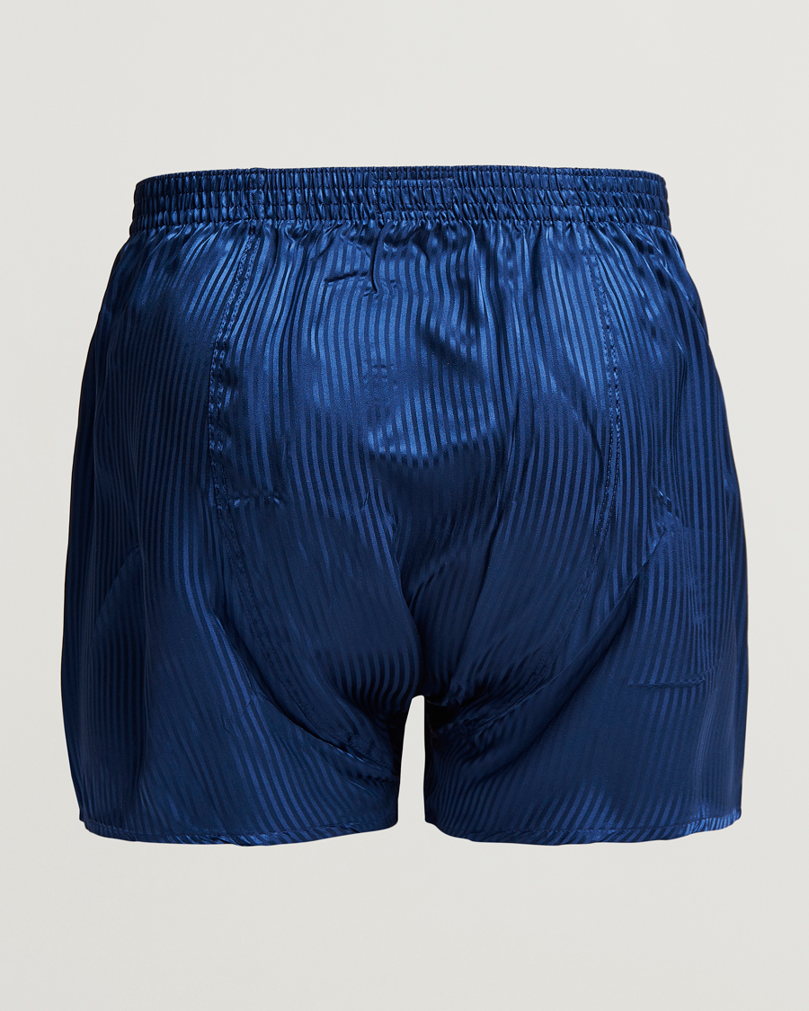 Men | Underwear | Derek Rose | Classic Fit Silk Boxer Shorts Navy