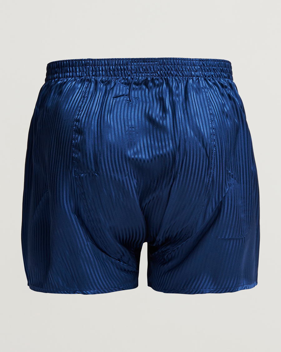 Men | Underwear & Socks | Derek Rose | Classic Fit Silk Boxer Shorts Navy