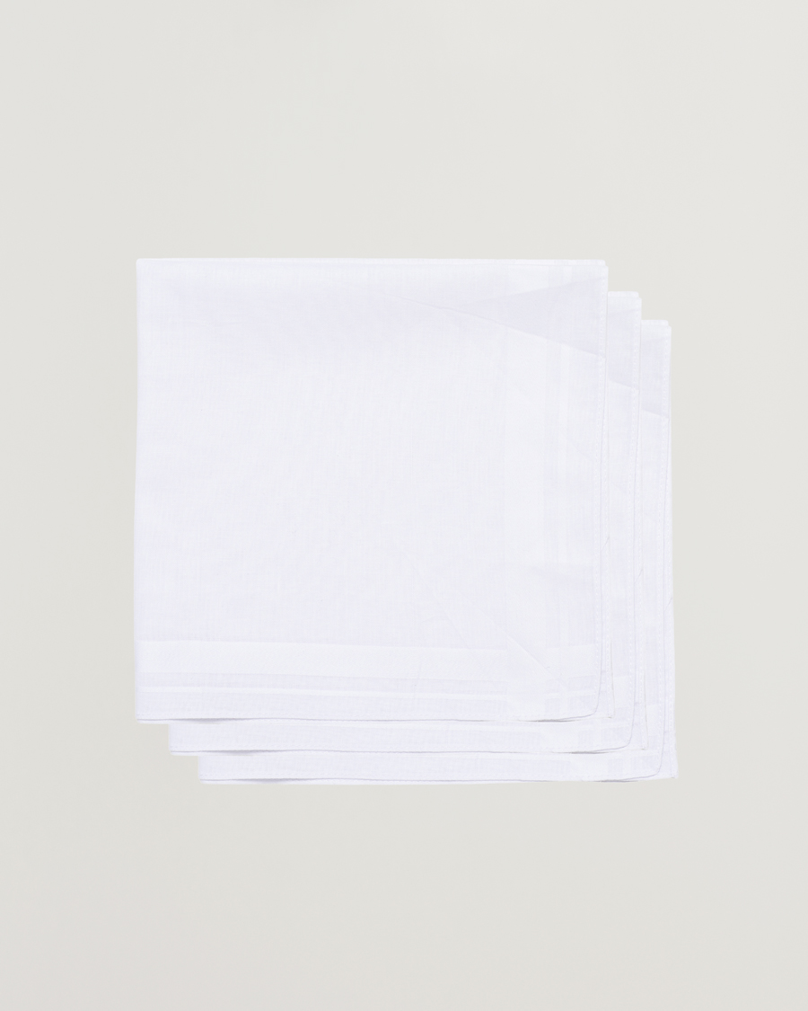 Men | Pocket Squares | Amanda Christensen | 3-Pack Cotton Pocket Square White