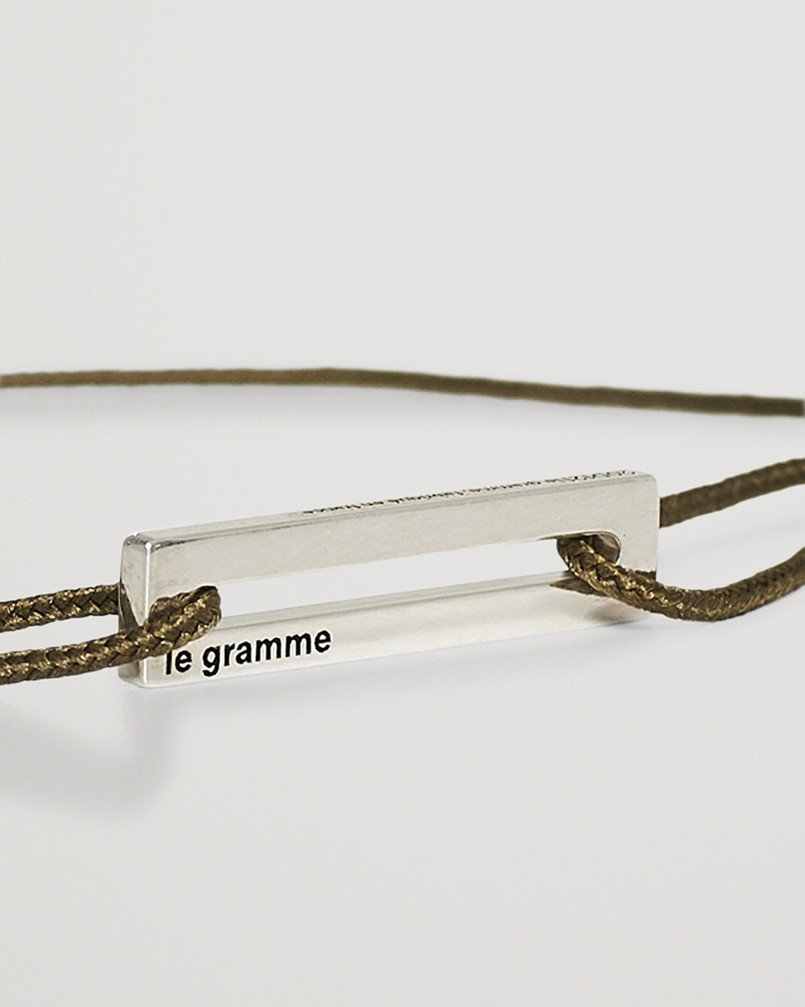Men | Jewellery | LE GRAMME | Cord Bracelet Le 17/10 Khaki/Sterling Silver 