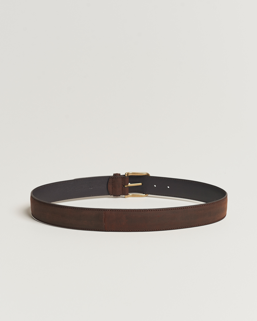 Men | Leather Belts | Crockett & Jones | 3,5 cm Belt Dk Brown Rough-Out Suede