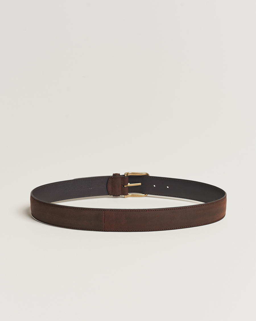 Men | Belts | Crockett & Jones | 3,5 cm Belt Dk Brown Rough-Out Suede