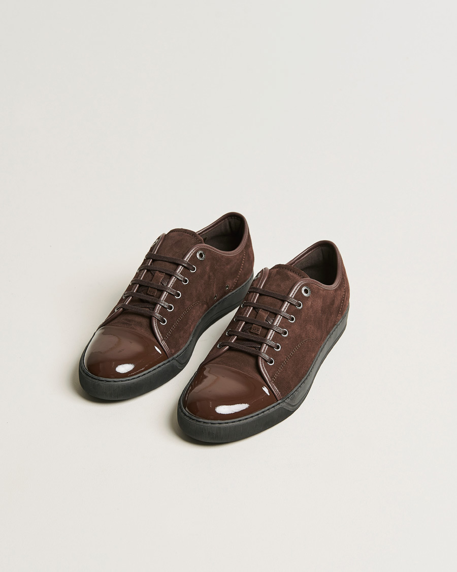 Men |  | Lanvin | Patent Cap Toe Sneaker Dark Brown