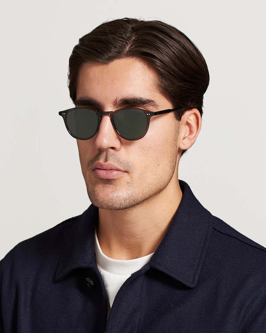 Men | Round Frame Sunglasses | Garrett Leight | Hampton 46 Sunglasses Black Glass