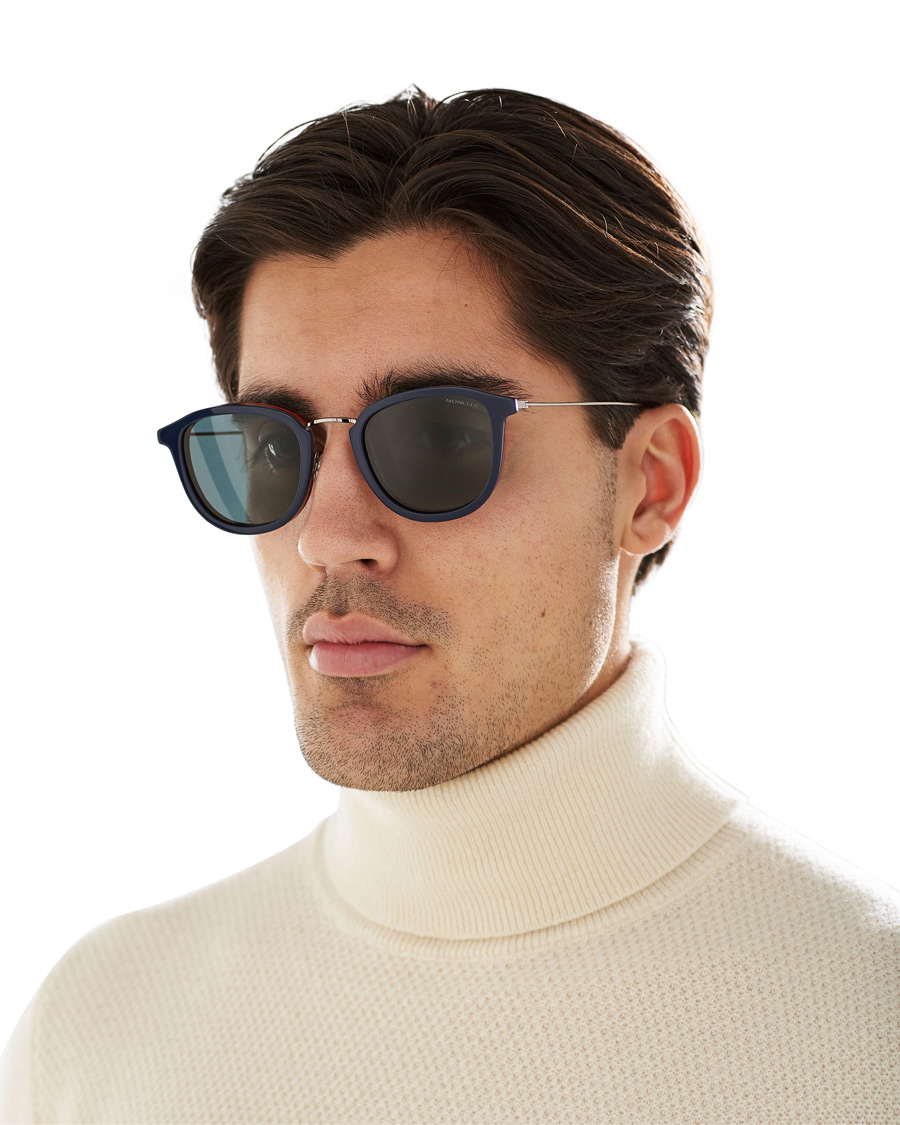 Men | Round Frame Sunglasses | Moncler Lunettes | ML0126 Sunglasses Blue/Red