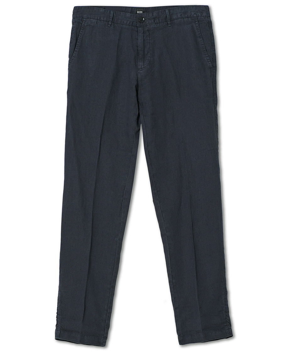 Men | Trousers | BOSS BLACK | BOSS Crigan Linen Pants Dark Blue