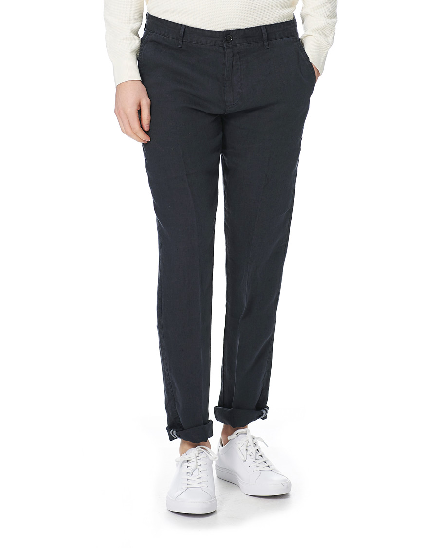 Men | Trousers | BOSS BLACK | BOSS Crigan Linen Pants Dark Blue