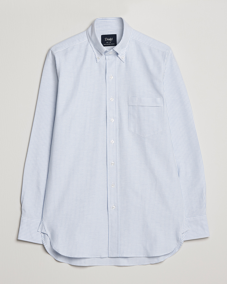 Men | Preppy Authentic | Drake's | Striped Oxford Button Down Shirt Blue/White
