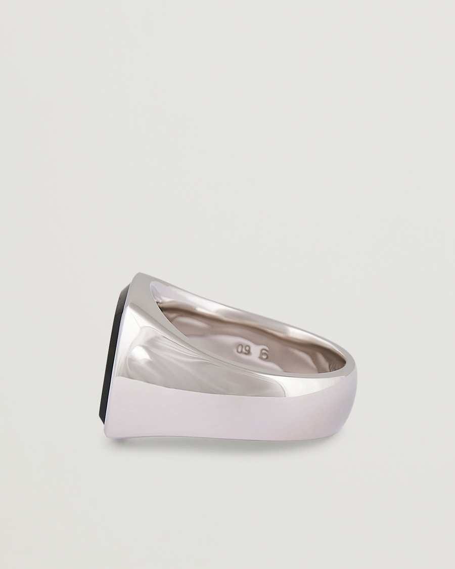 Men | Jewellery | Tom Wood | Cushion Blue Hawk Eye Ring Silver