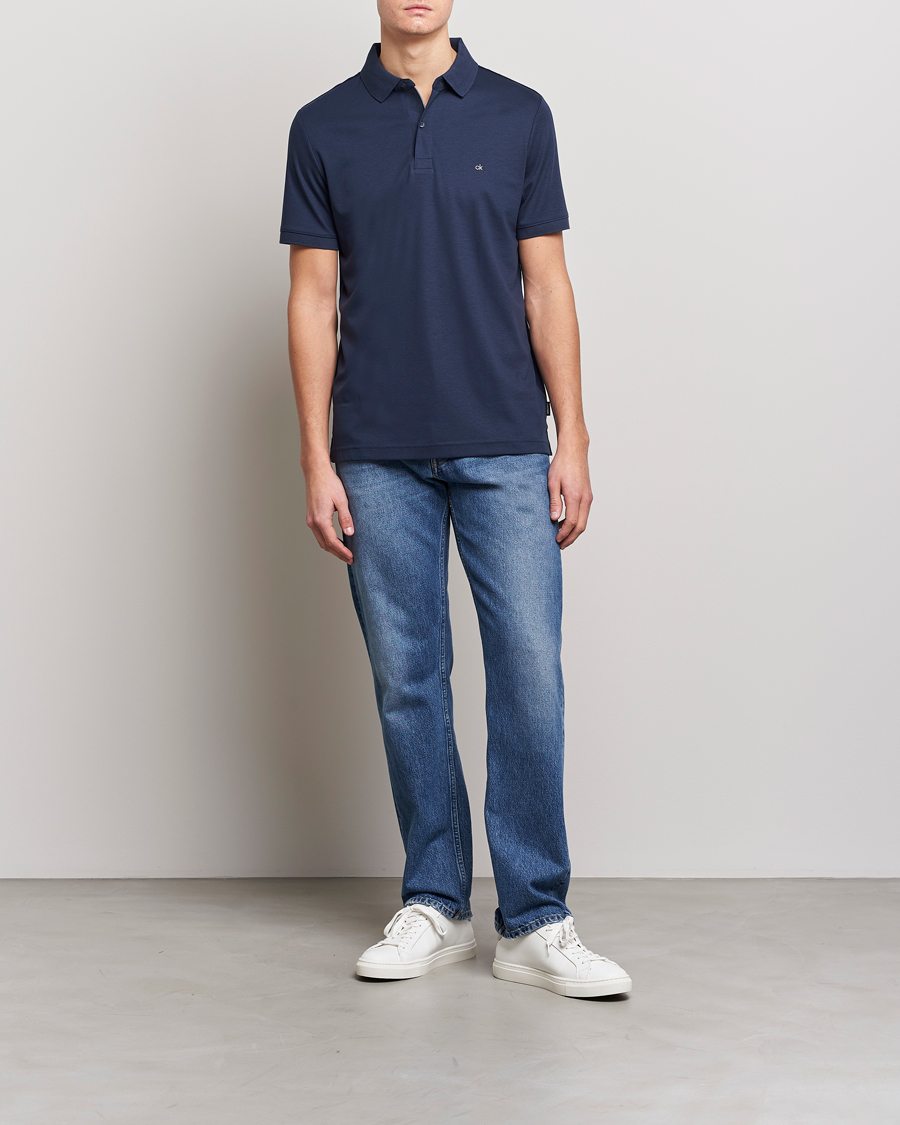 Men | Polo Shirts | Calvin Klein | Liquid Touch Slim Fit Polo Navy