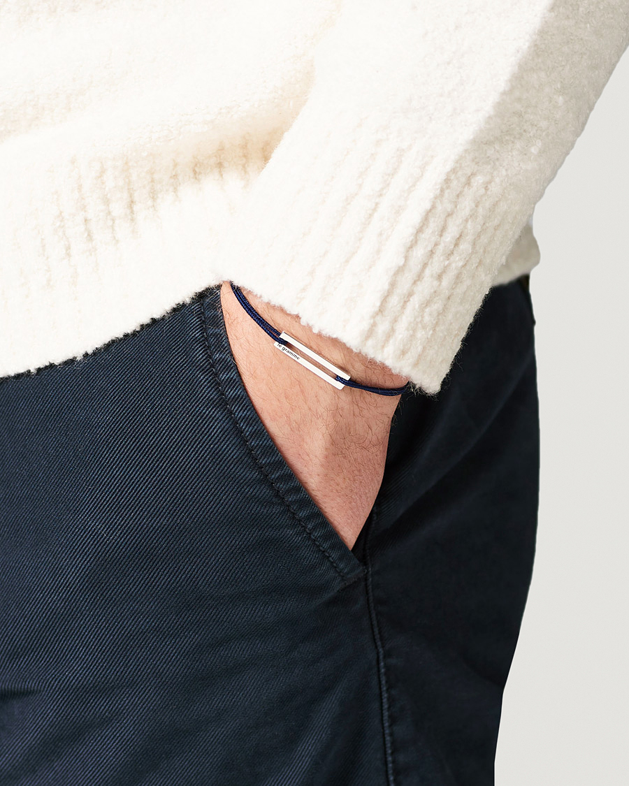 Men | Jewellery | LE GRAMME | Cord Bracelet Le 17/10 Navy/Sterling Silver