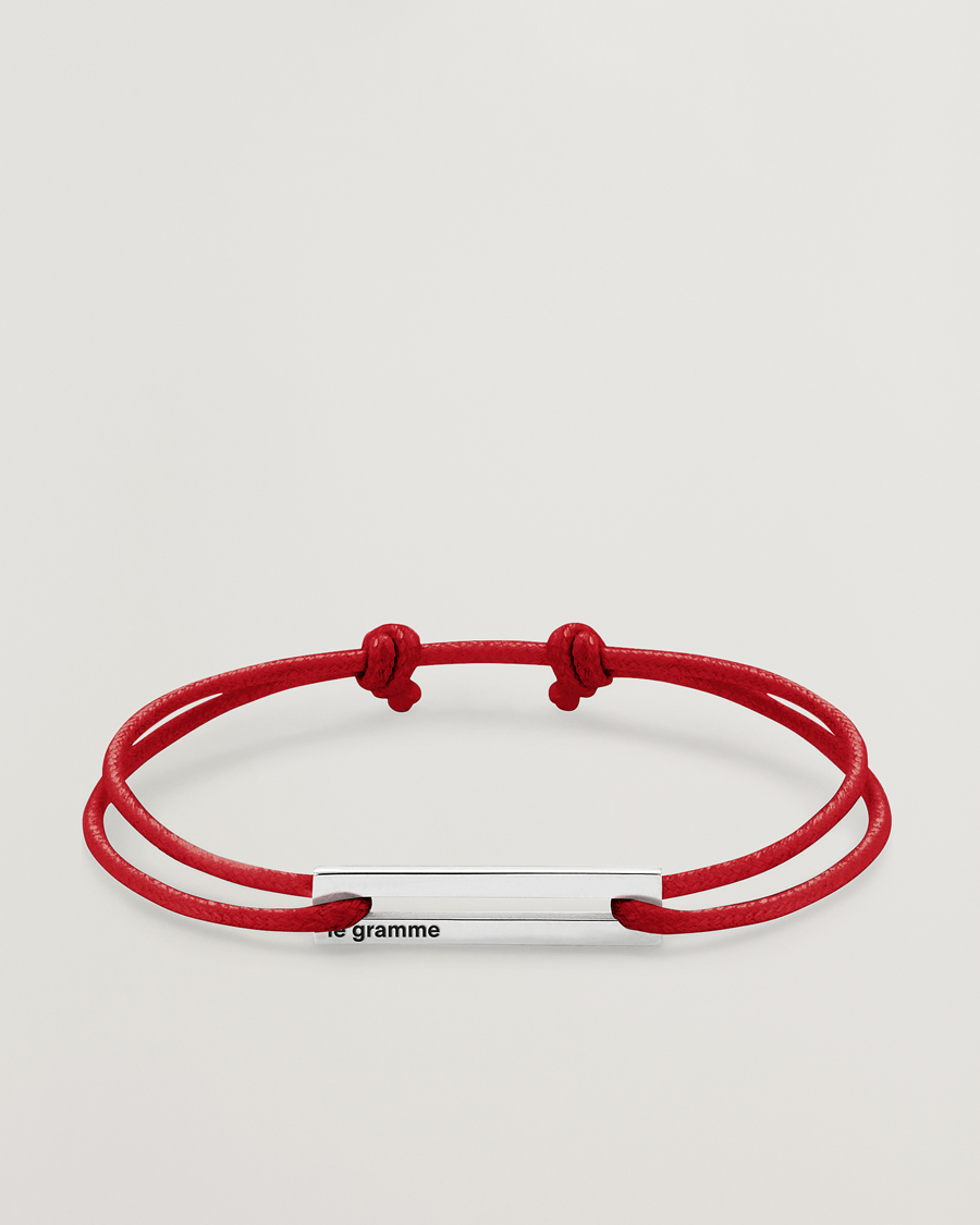 Men | Bracelets | LE GRAMME | Cord Bracelet Le 17/10 Red/Sterling Silver