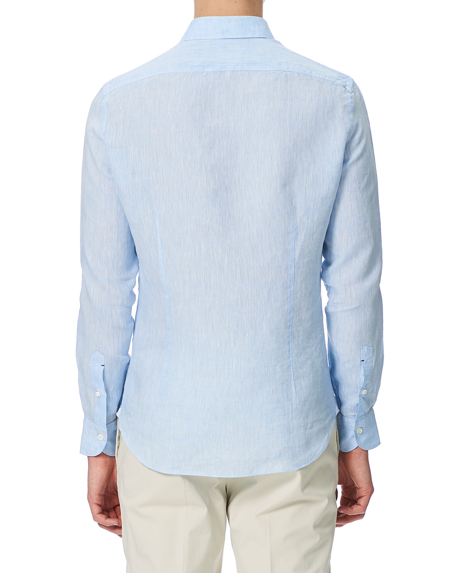 Men | Shirts | Mazzarelli | Linen Cut Away Shirt Light Blue