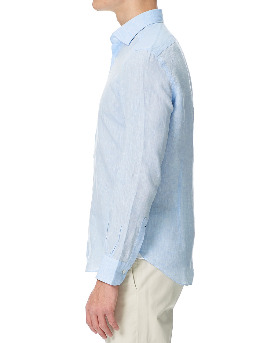 Men | Shirts | Mazzarelli | Linen Cut Away Shirt Light Blue