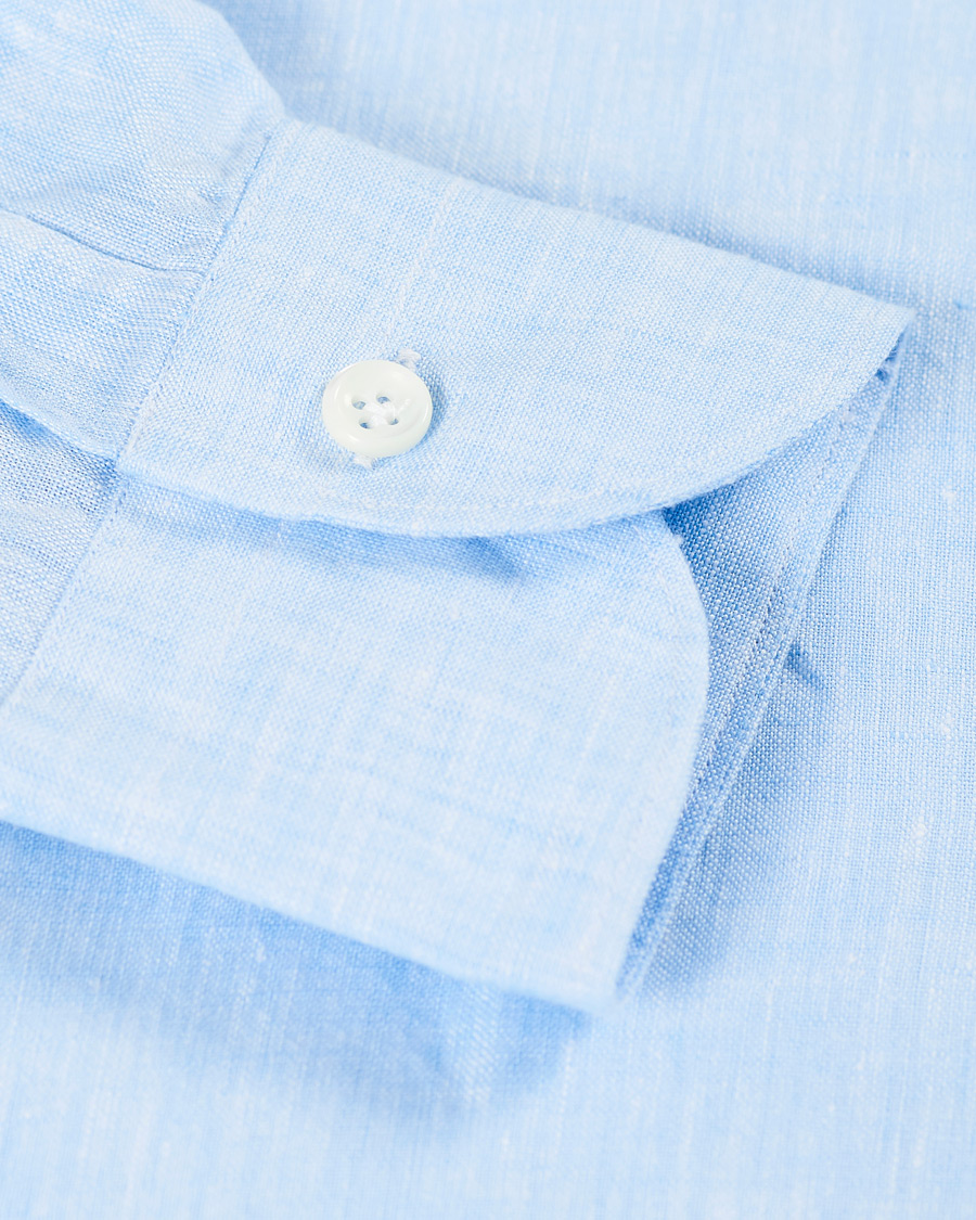 Men | Shirts | Mazzarelli | Linen Cut Away Shirt Light Blue