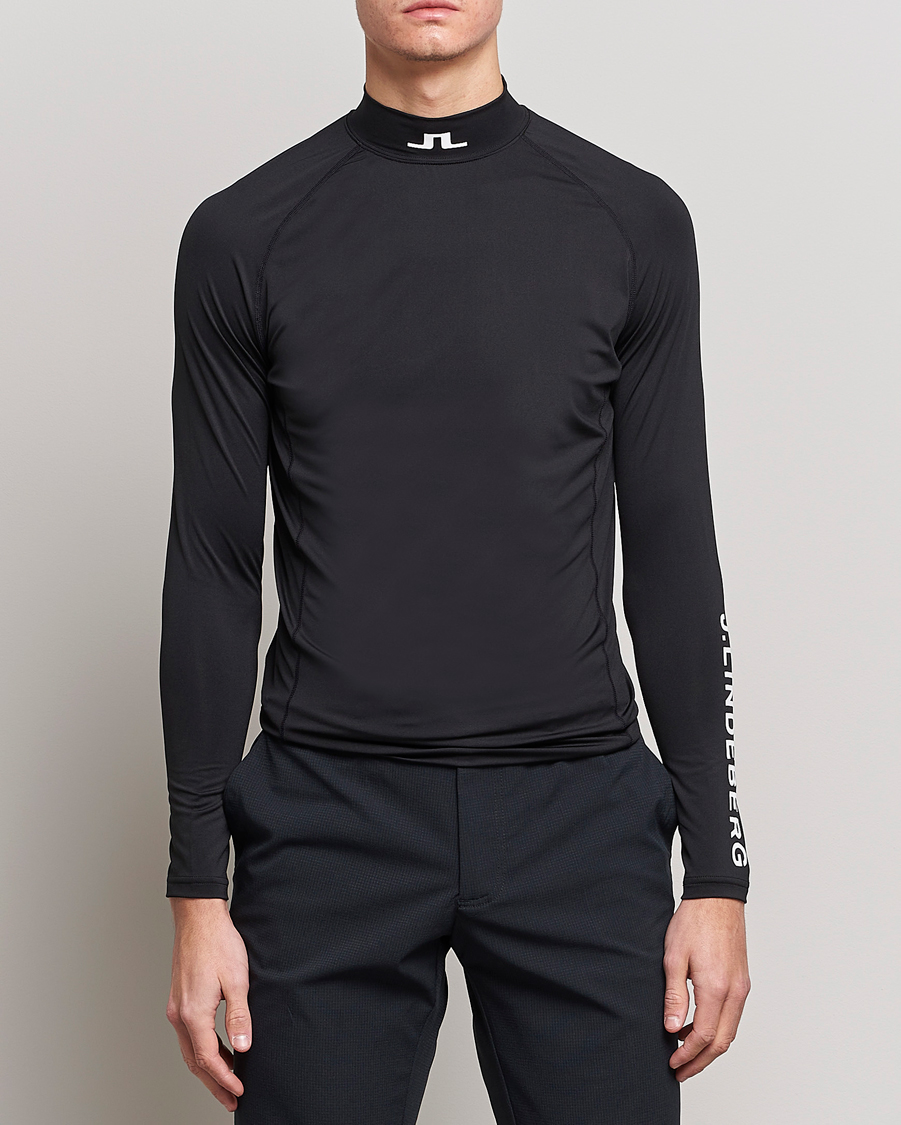 Men | Long Sleeve T-shirts | J.Lindeberg | Aello Soft Compression Tee Black