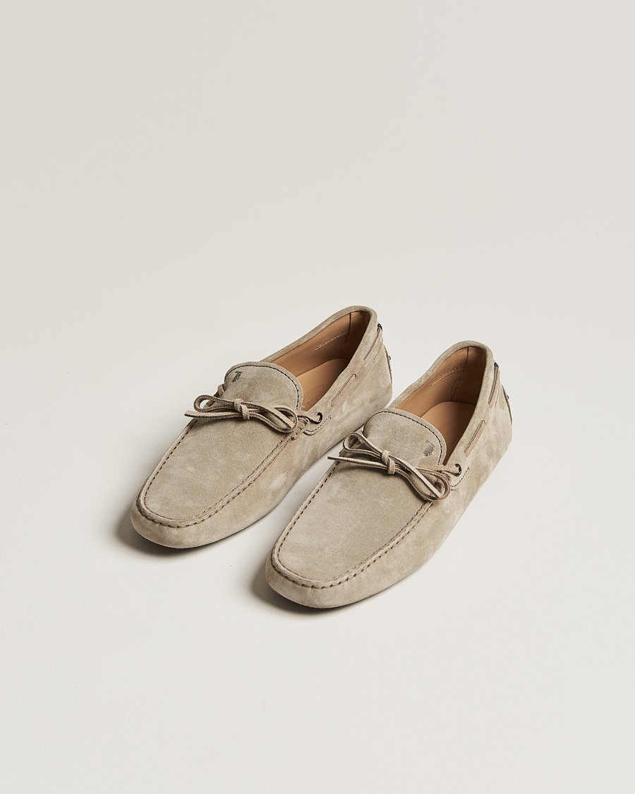 Men | Tod's Lacetto Gommino Carshoe Taupe Suede | Tod's | Lacetto Gommino Carshoe Taupe Suede