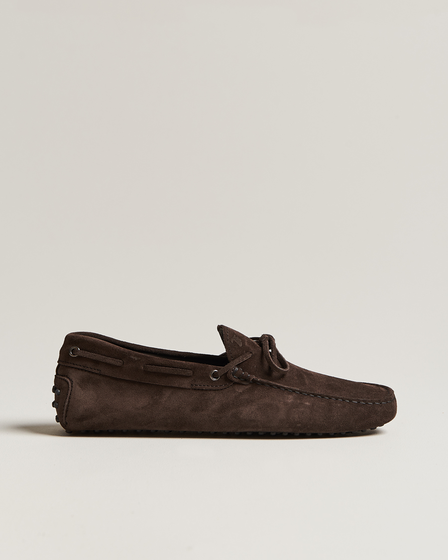 Men | Tod's Lacetto Gommino Carshoe Dark Brown Suede | Tod's | Lacetto Gommino Carshoe Dark Brown Suede