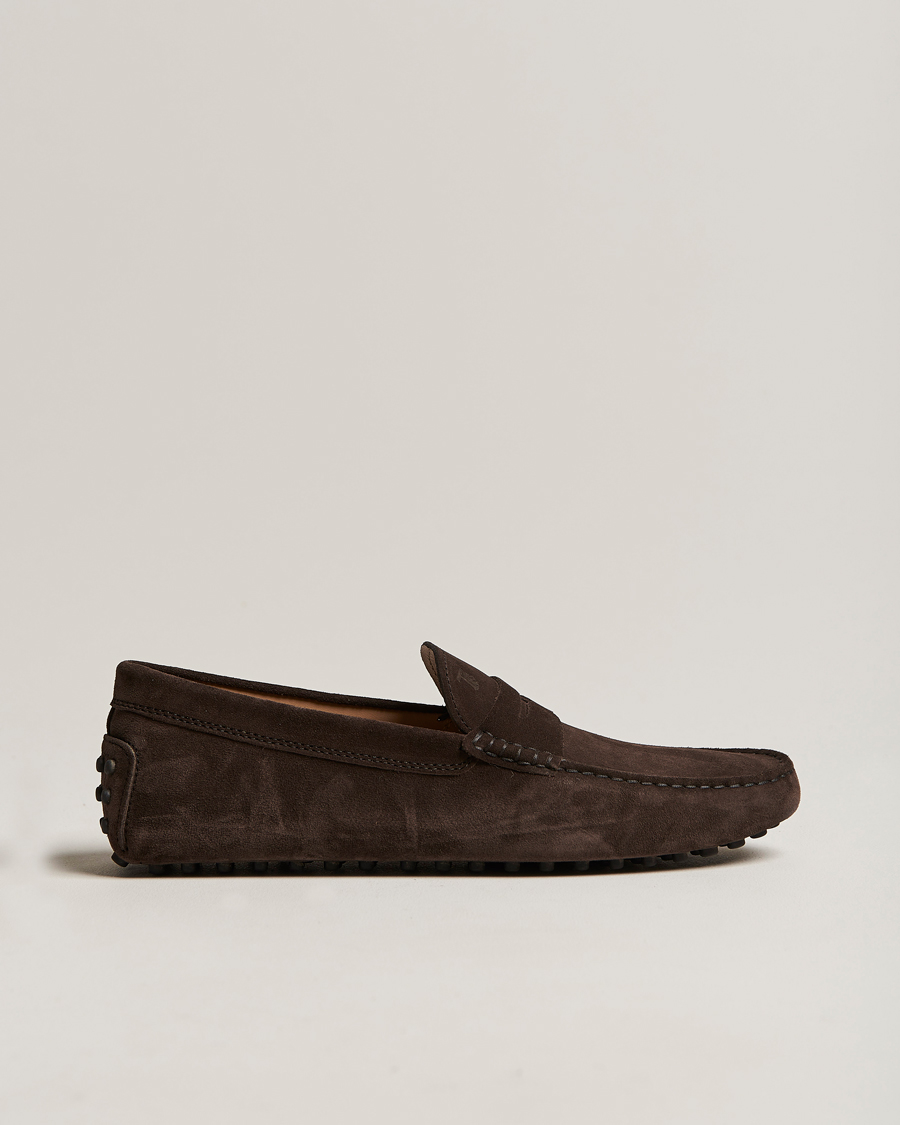 Men | Tod's Gommino Carshoe Dark Brown Suede | Tod's | Gommino Carshoe Dark Brown Suede