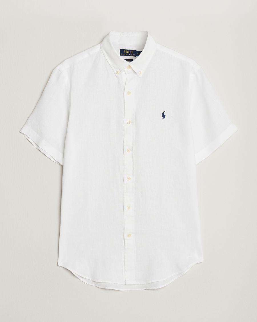 Men | Shirts | Polo Ralph Lauren | Slim Fit Linen Short Sleeve Shirt White