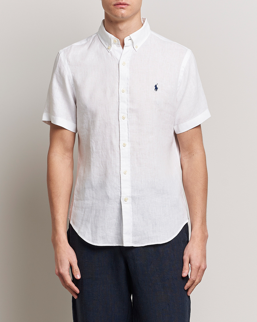 Men | Shirts | Polo Ralph Lauren | Slim Fit Linen Short Sleeve Shirt White