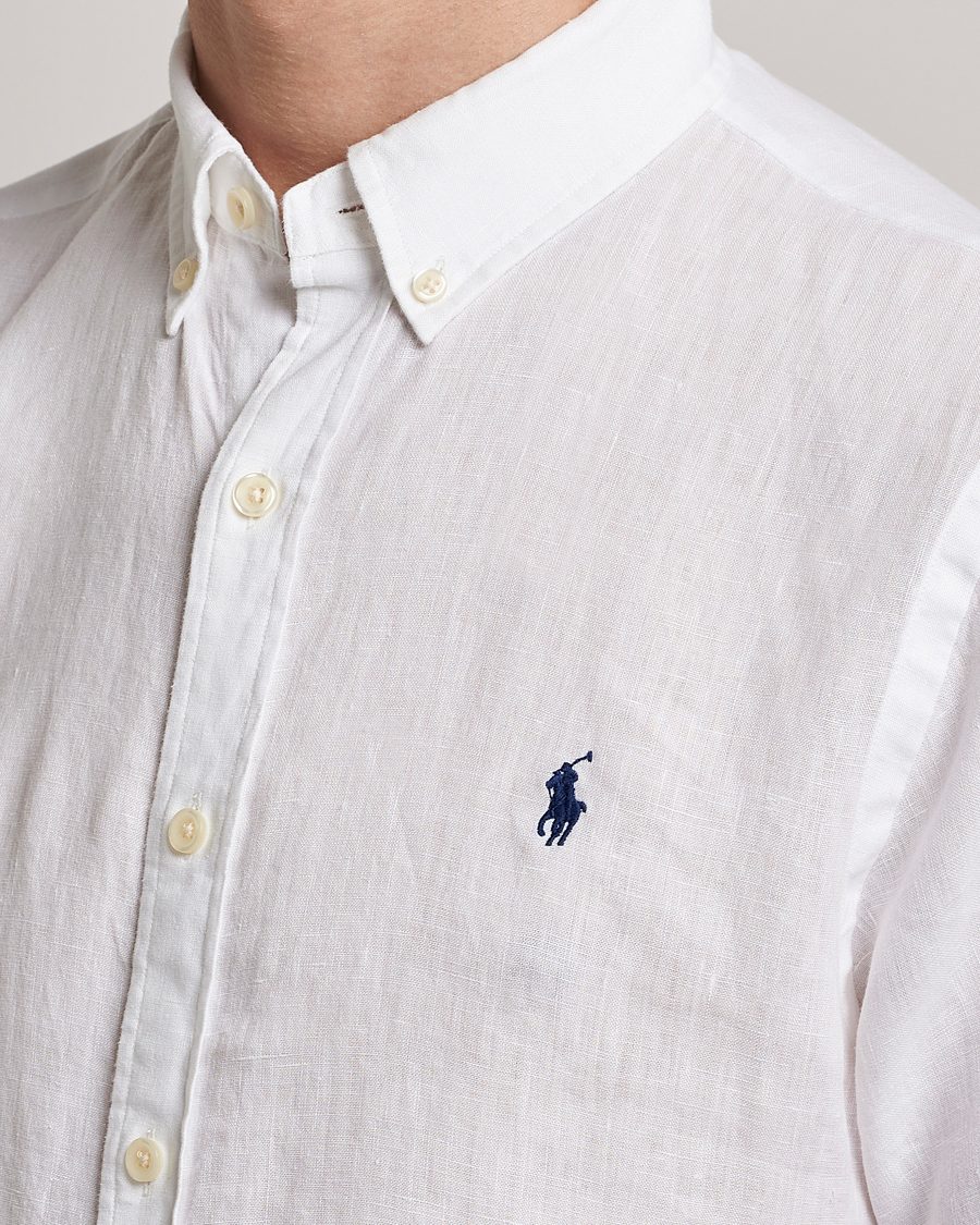 Men | Shirts | Polo Ralph Lauren | Slim Fit Linen Short Sleeve Shirt White