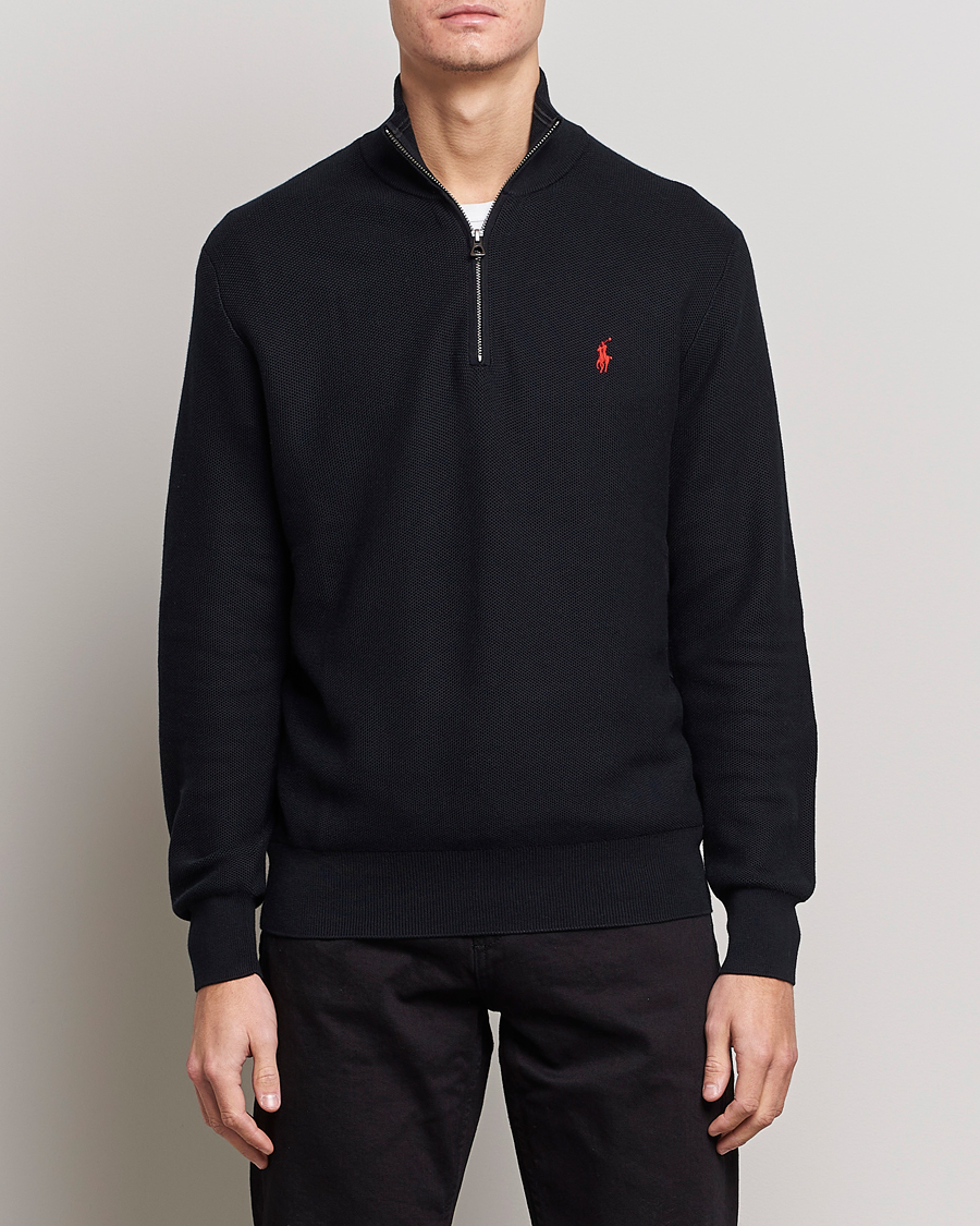 Men | Sweaters & Knitwear | Polo Ralph Lauren | Textured Half-Zip Black
