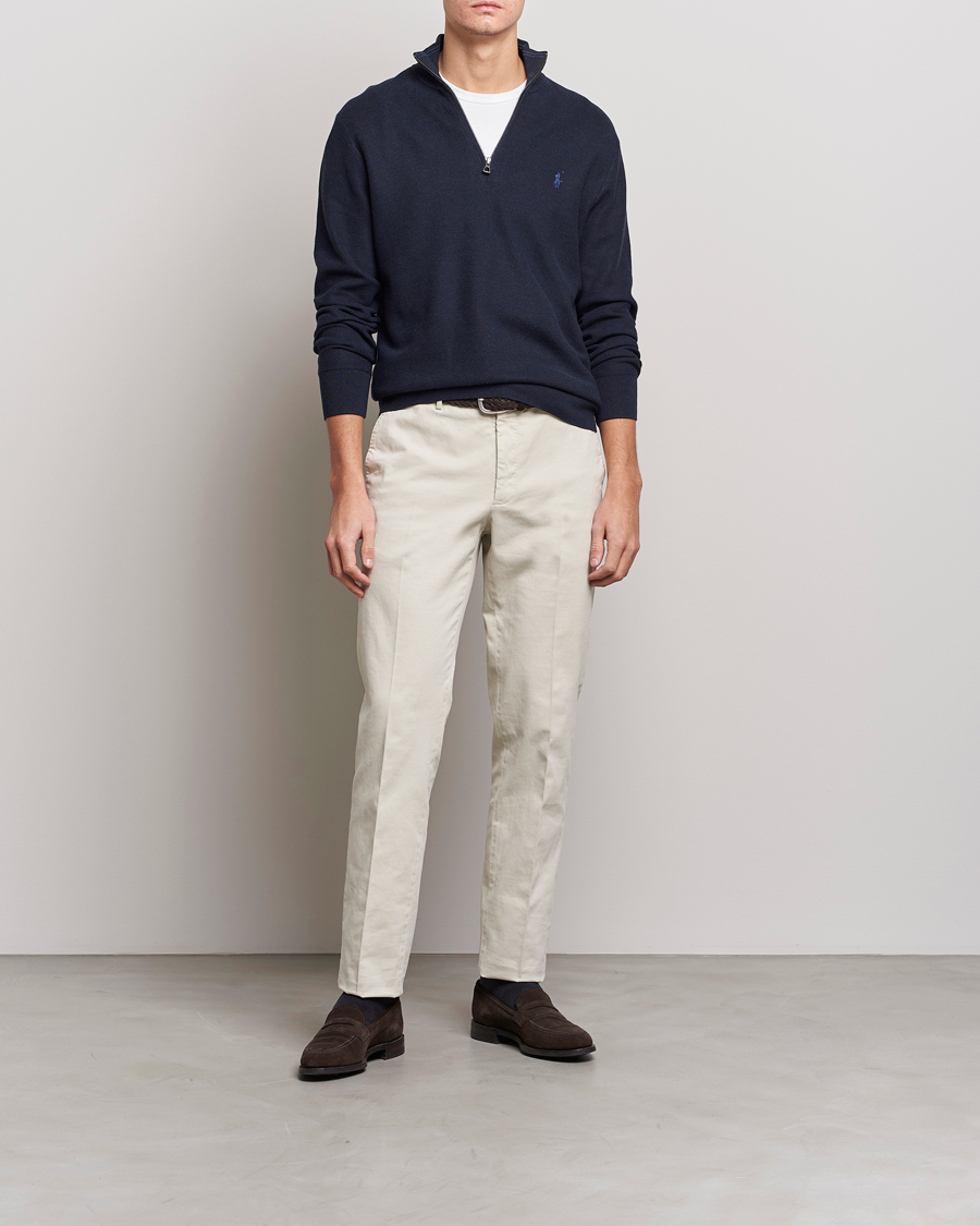 Men | Sweaters & Knitwear | Polo Ralph Lauren | Textured Half-Zip Navy Heather