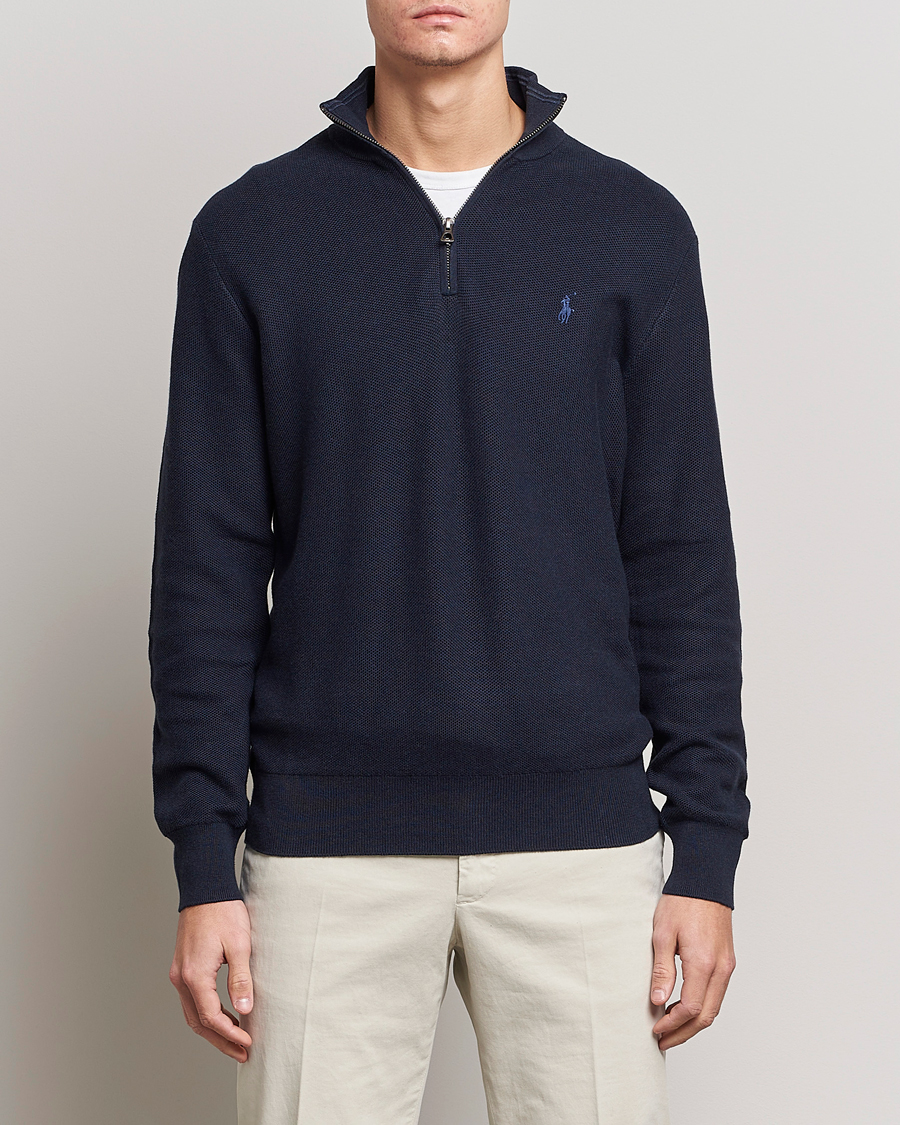 Men | Sweaters & Knitwear | Polo Ralph Lauren | Textured Half-Zip Navy Heather