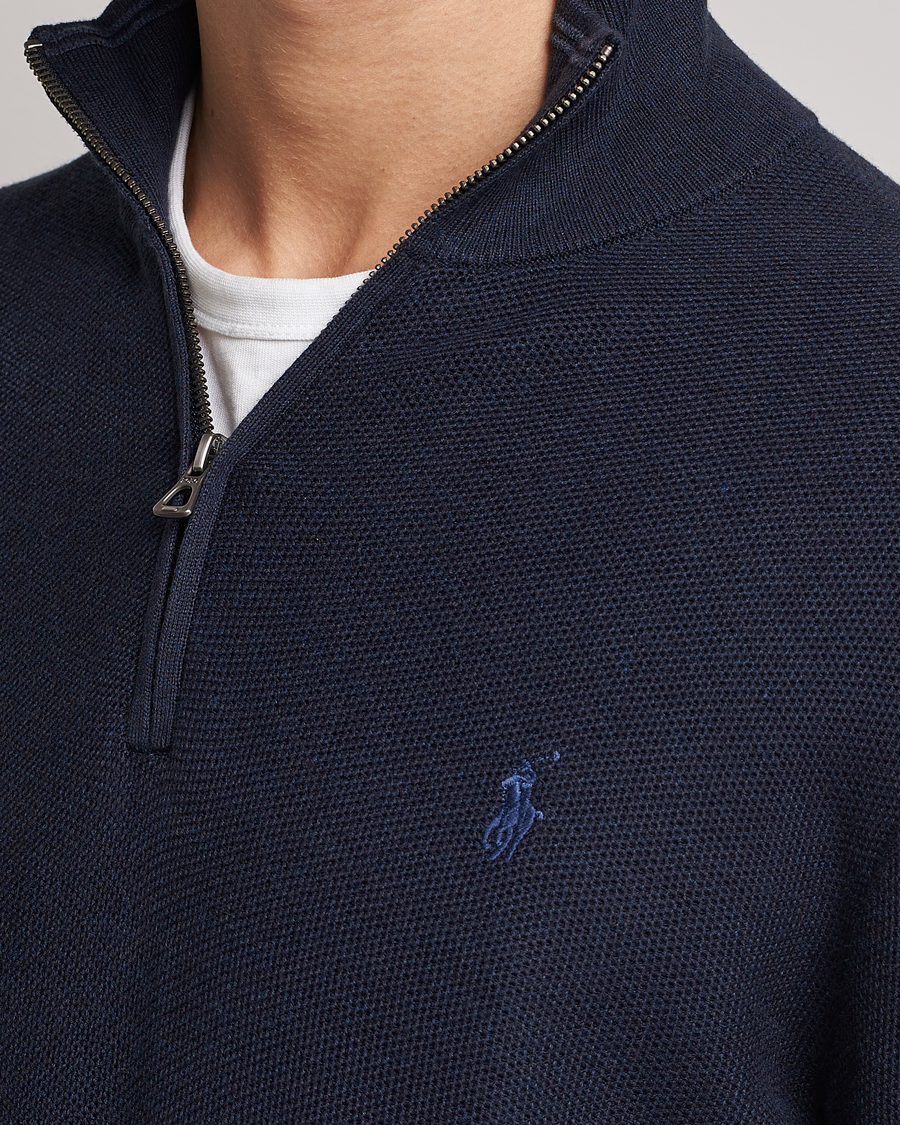 Men | Sweaters & Knitwear | Polo Ralph Lauren | Textured Half-Zip Navy Heather