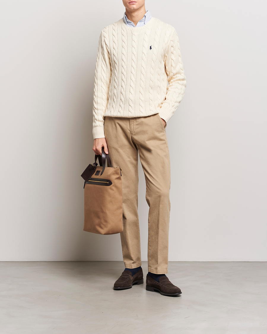 Men | Clothing | Polo Ralph Lauren | Cotton Cable Crew Neck Pullover Andover Cream