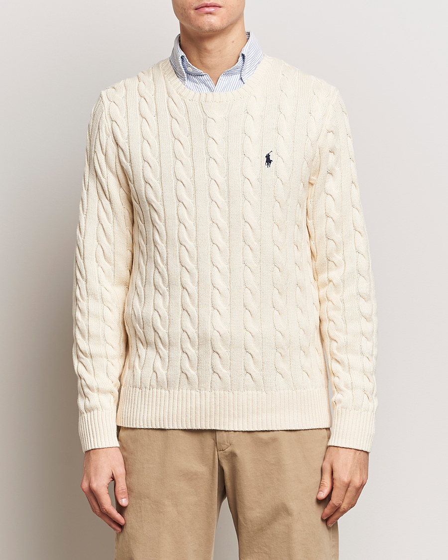 Herr | Stickade tröjor | Polo Ralph Lauren | Cotton Cable Pullover Andover Cream