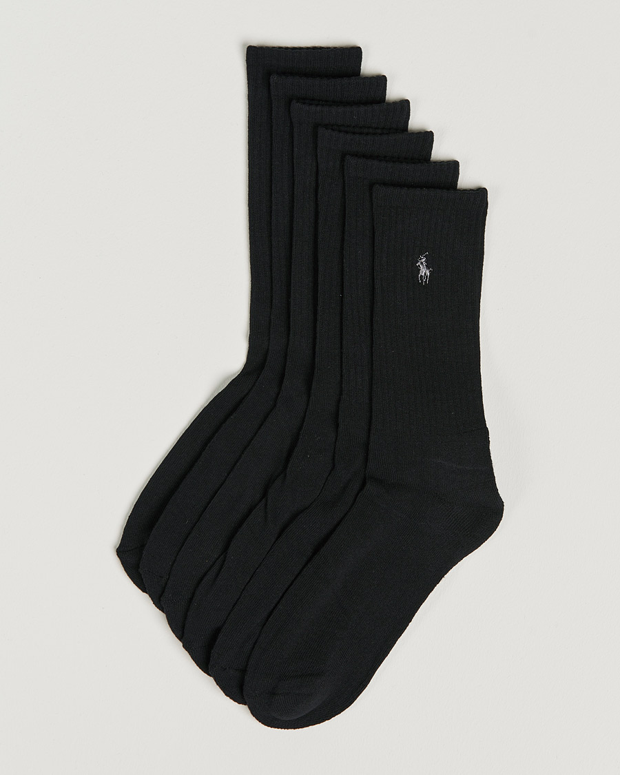 Men | Socks | Polo Ralph Lauren | 6-Pack Cotton Crew Socks Black
