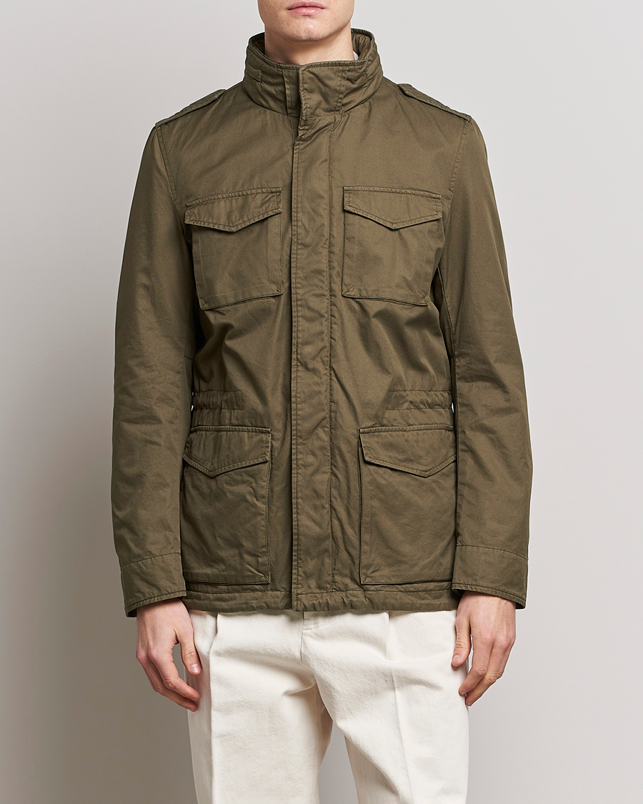 Men | Autumn Jackets | Herno | Cotton Field Jacket Army Green