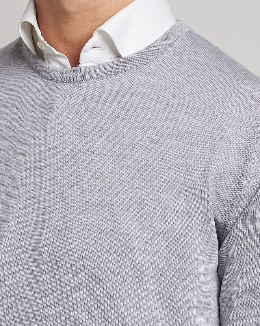 Men | Sweaters & Knitwear | Stenströms | Merino Crew Neck Light Grey