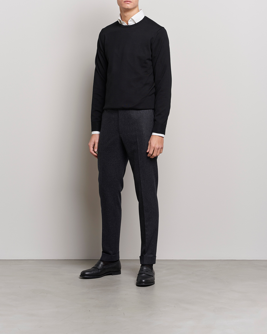 Men | Sweaters & Knitwear | Stenströms | Merino Crew Neck Black