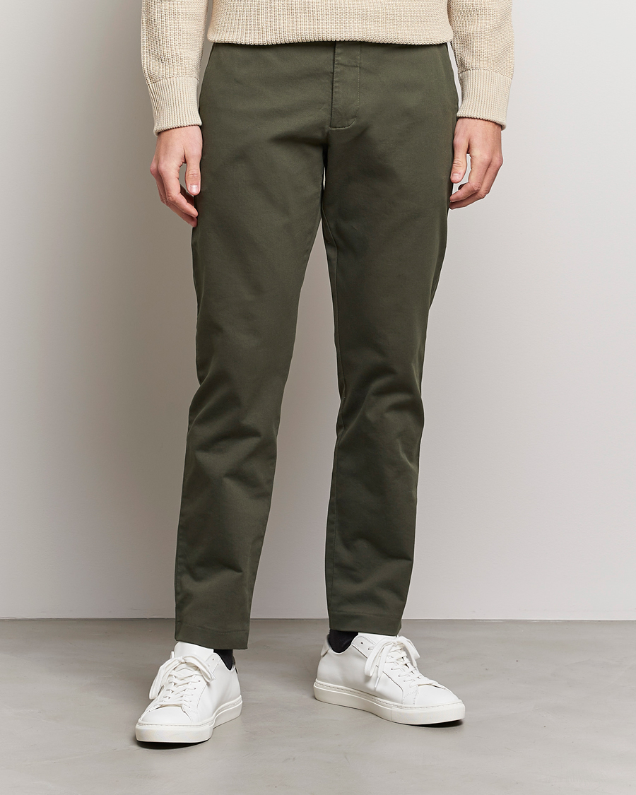 Men | Organic Menswear | NN07 | Theo Regular Fit Stretch Chinos Army Green