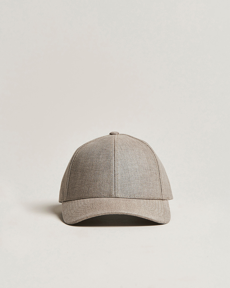 Men | Hats & Caps | Varsity Headwear | Linen Baseball Cap Argent Khaki