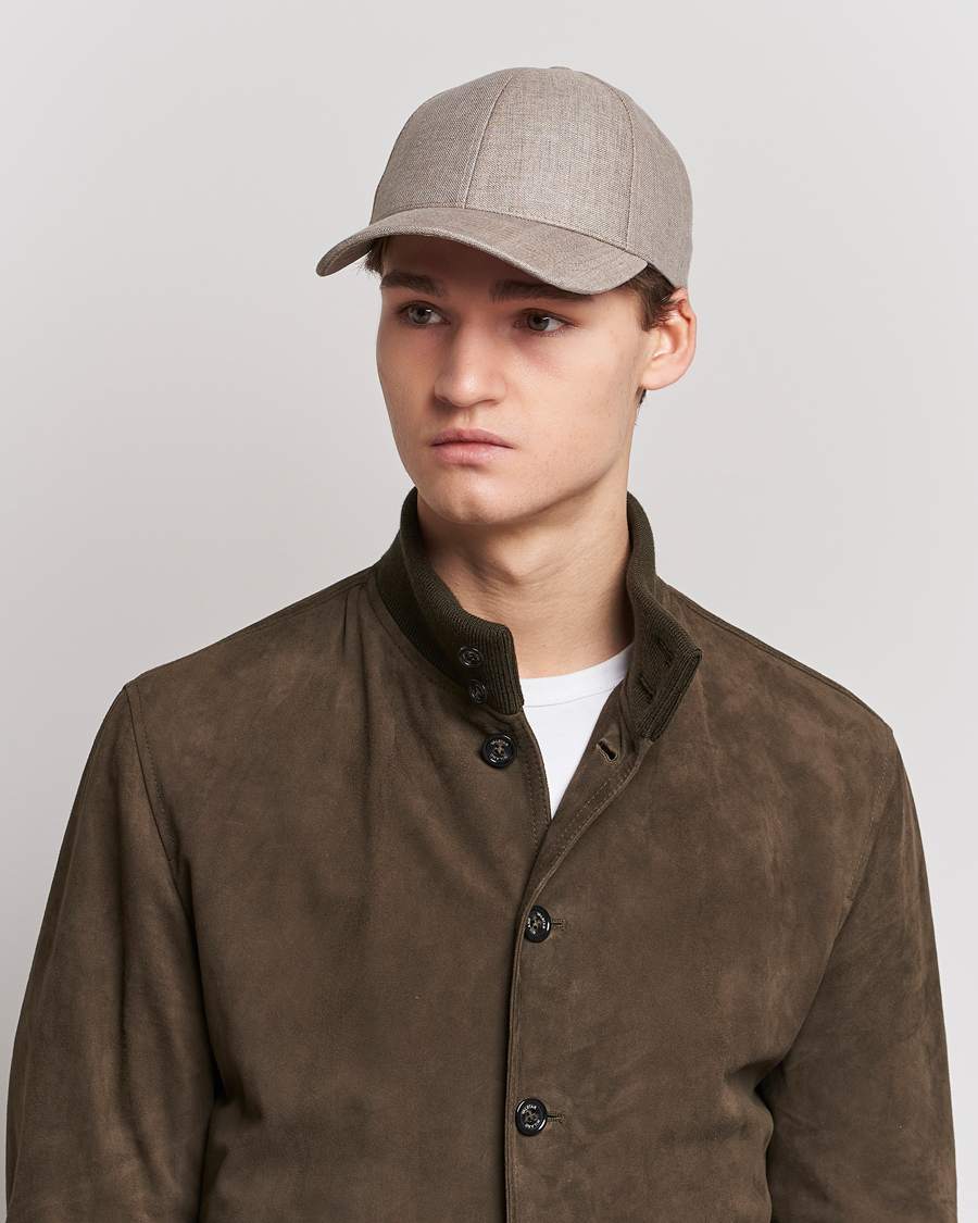 Men | Hats & Caps | Varsity Headwear | Linen Baseball Cap Argent Khaki