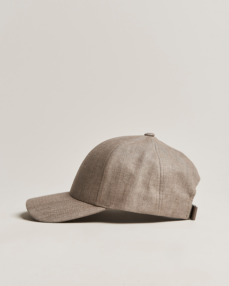 Men | Hats & Caps | Varsity Headwear | Linen Baseball Cap Argent Khaki