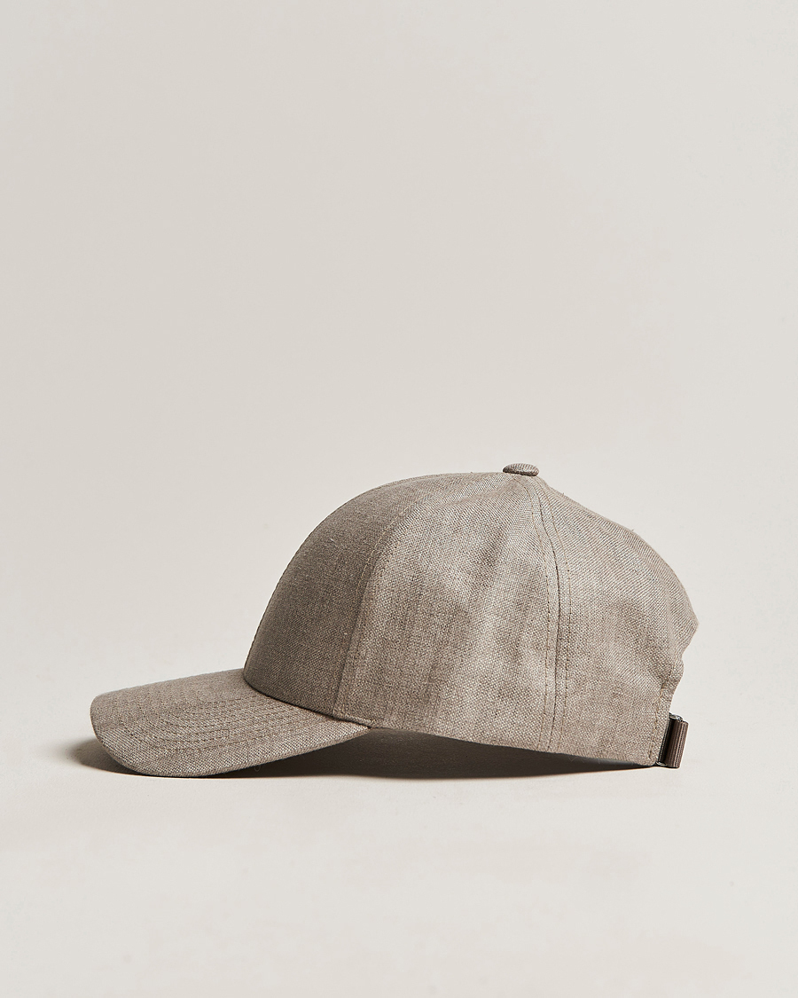 Men | Hats & Caps | Varsity Headwear | Linen Baseball Cap Argent Khaki