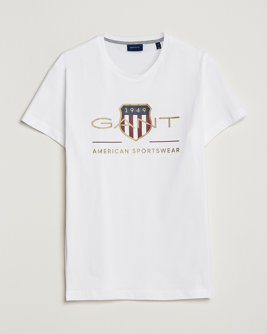 Men | T-Shirts | GANT | Archive Shield Logo T-Shirt White