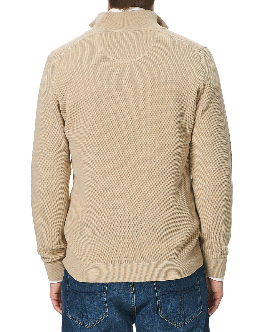 Men | Sweaters & Knitwear | GANT | Cotton Pique Half-Zip Sweater Dry Sand