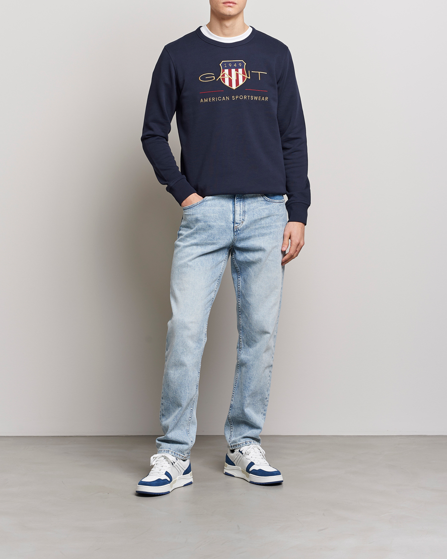 Men | Sweaters & Knitwear | GANT | Archive Shield Crew Neck Sweatershirt Evening Blue