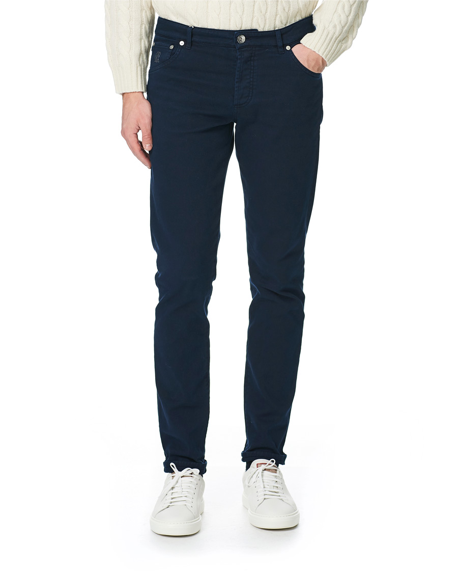 Men | Trousers | Brunello Cucinelli | Slim Fit 5-Pocket Twill Pants Navy