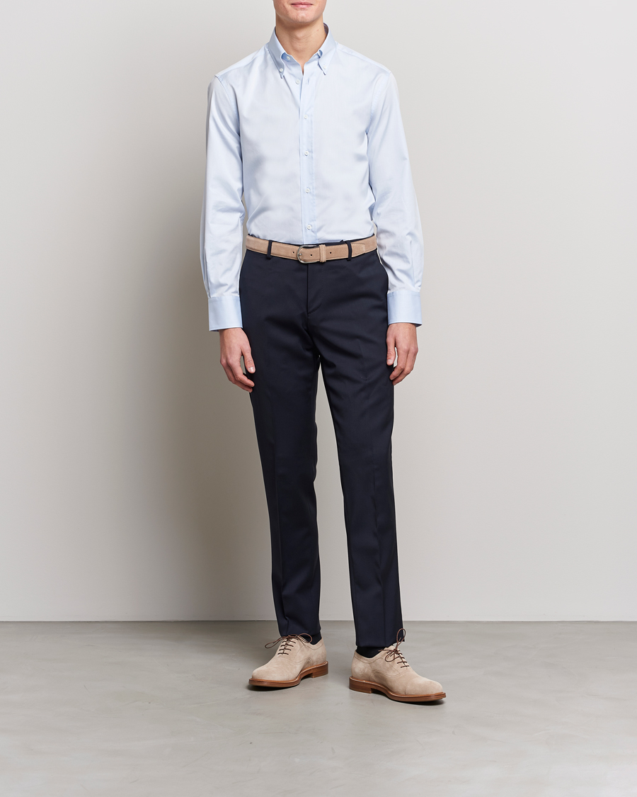 Men | Shirts | Brunello Cucinelli | Slim Fit Twill Button Down Shirt Light Blue