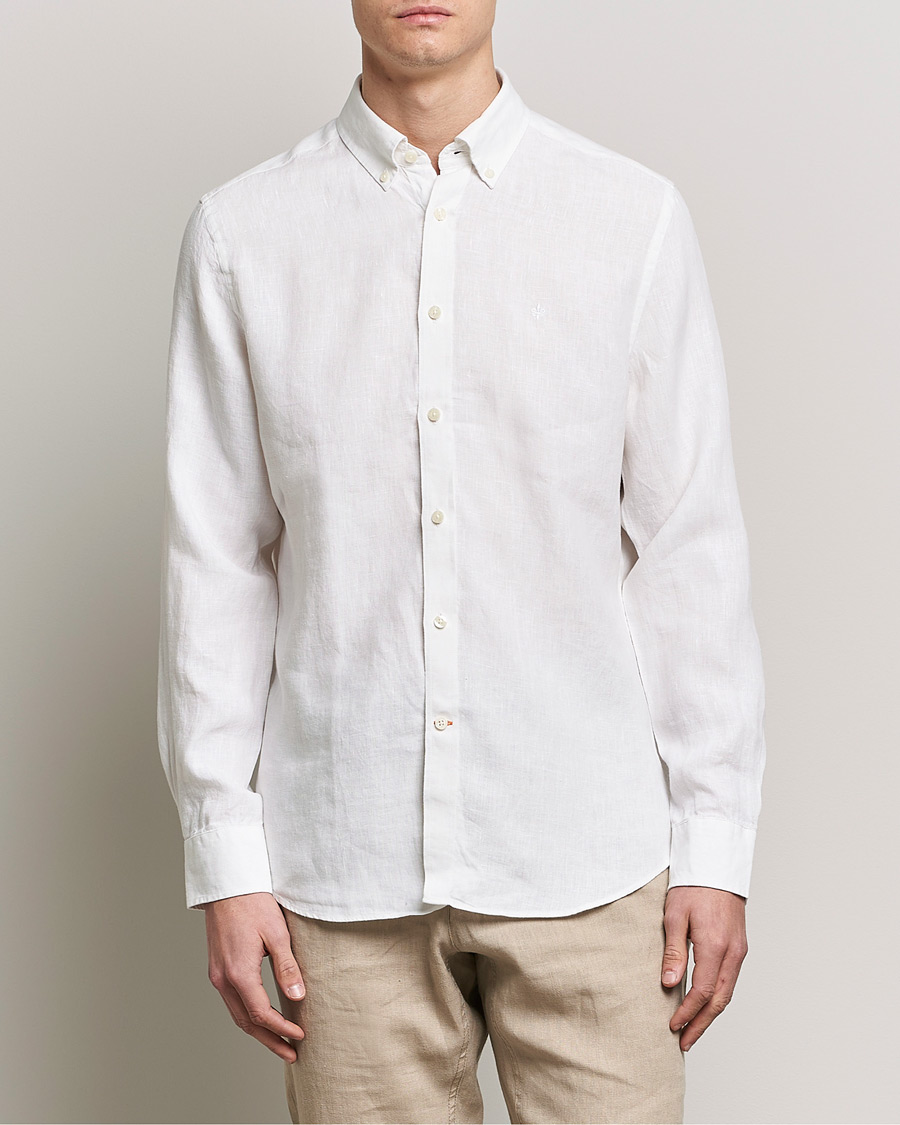 Men | Linen Shirts | Morris | Douglas Linen Button Down Shirt White