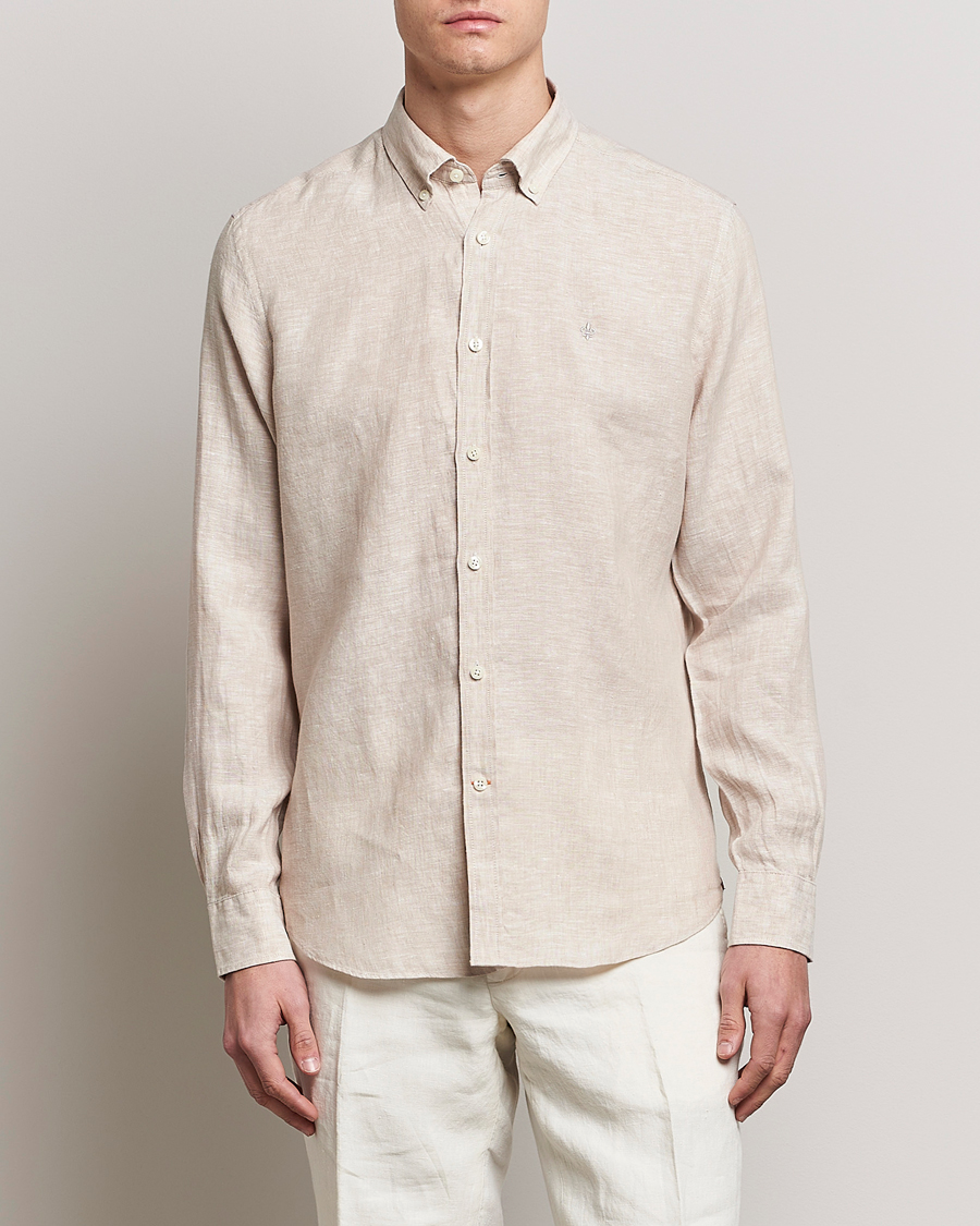 Men | Linen Shirts | Morris | Douglas Linen Button Down Shirt Khaki